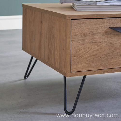 Legs with 2 Close Drawers Oak Coffee Table